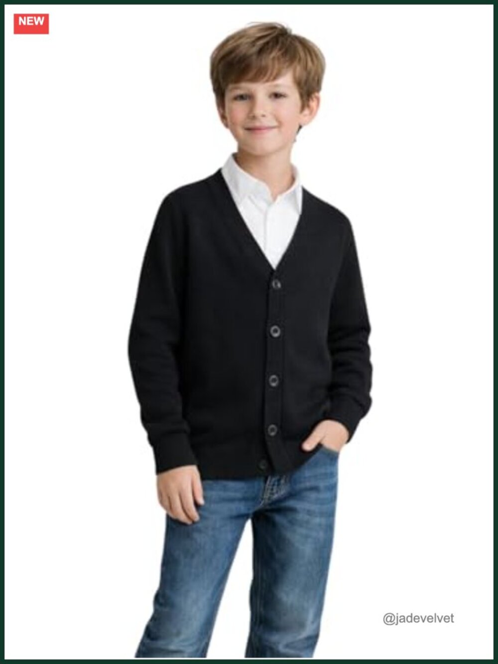 Kids V-Neck Button Knitted Cardigan Sweater School Uniform Cotton